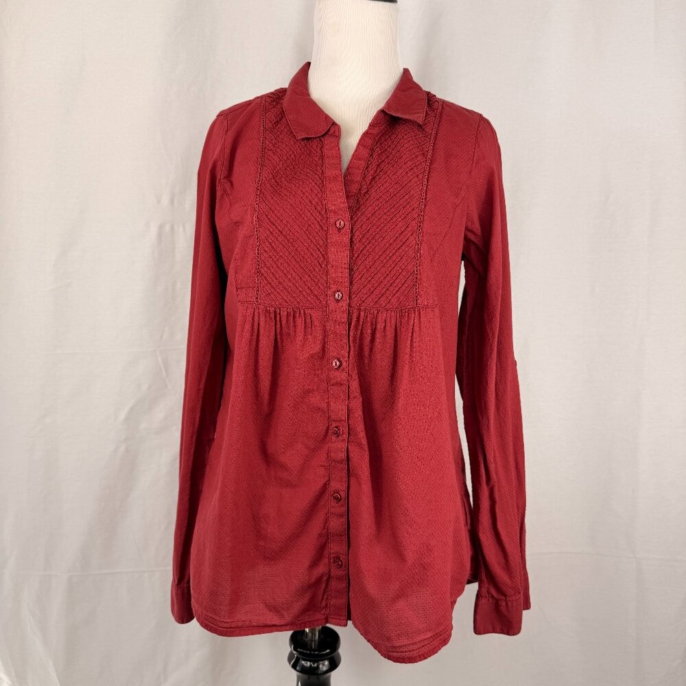 Prana Women's Long Sleeve Button Down Shirt | Red | Small